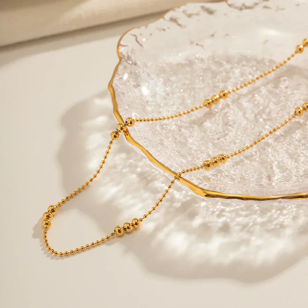 Dainty 3 Pearl Drop Gold Chain Necklace
