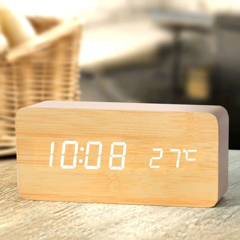 Contemporary Oak LED Clock