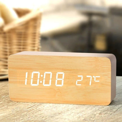 Contemporary Oak LED Clock