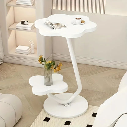 Stylish 2 Tier Metal Side Table with Storage