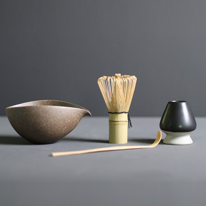 Authentic Green Tea Set with Whisk and Ceramic Bowl