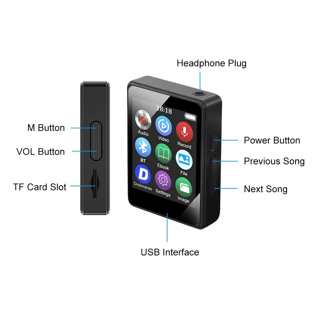 Portable Wireless MP3 Player with LED Screen