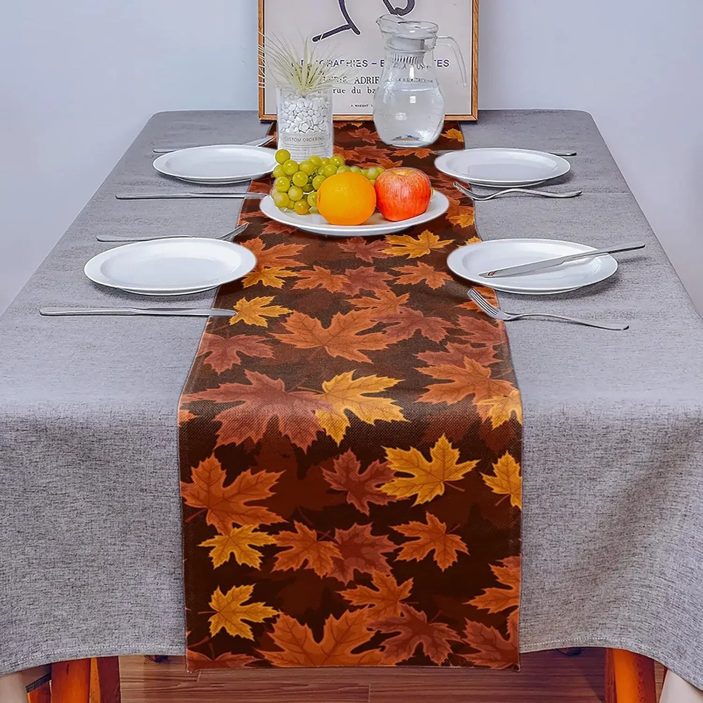 Rustic Beige Autumn Table Runner