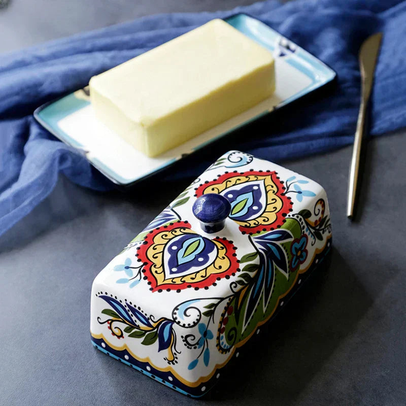 Vibrant Ceramic Butter Dish Italian Style