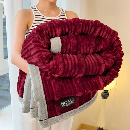 Cozy Bunny Warm Throw Blanket Soft Coral Fleece