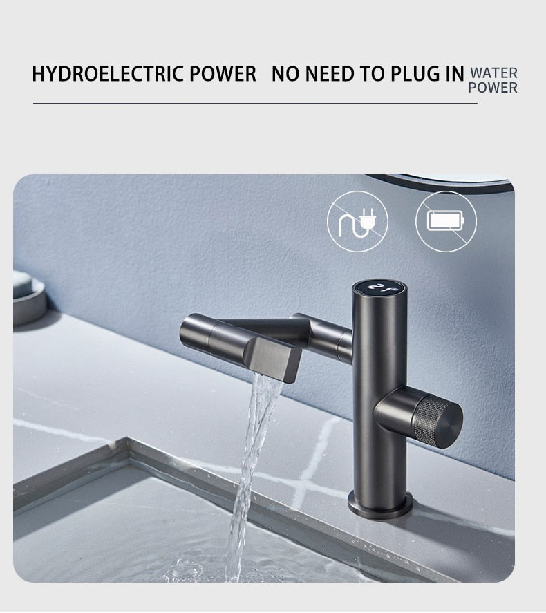 Contemporary Automatic Rotating Waterfall Sink Faucet