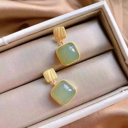 Fashionable Green Stone Earrings