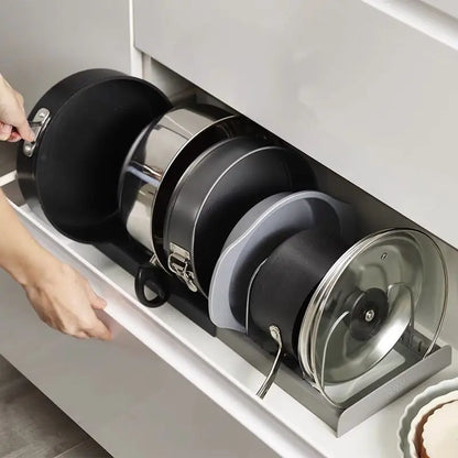 Space Saving Kitchen Pot Lid Holder – 7 Adjustable Compartments