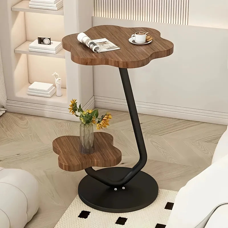 Stylish 2 Tier Metal Side Table with Storage