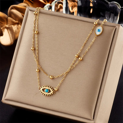 Dainty Protective Eye Layered Chain Necklace
