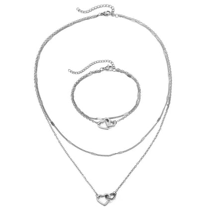 Dainty Love Chain Necklace and Bangle Set
