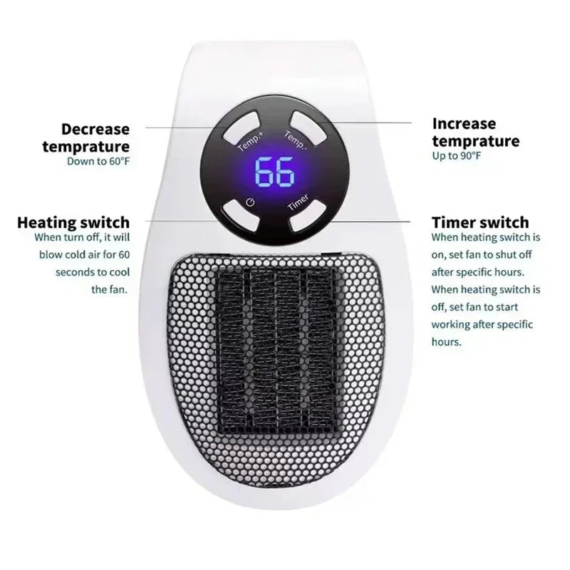 Compact Digital Heater with Remote Control Timer