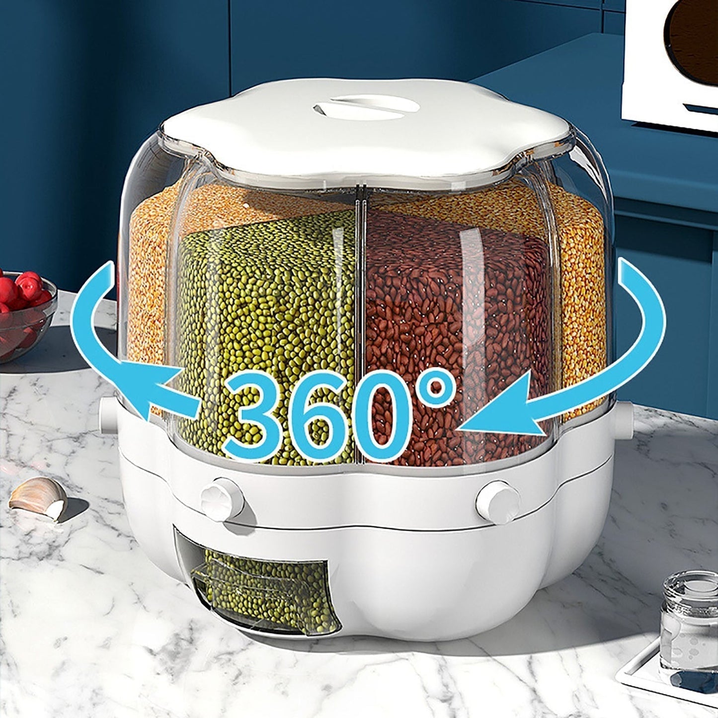 Simple 6-Section Spinning Food Storage Bin