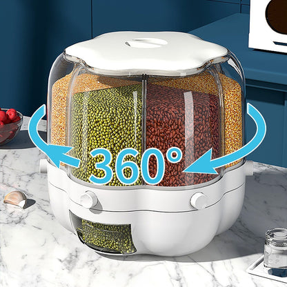 Simple 6-Section Spinning Food Storage Bin