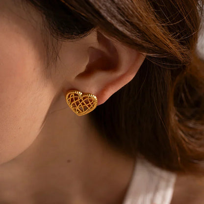 Elegant Open Hoop Gold Stud Earrings