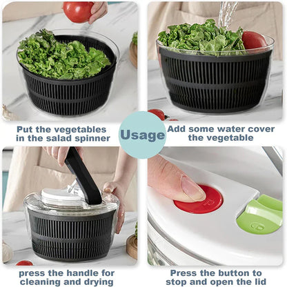 Compact Salad Spinner with Locking Lid and Stable Base