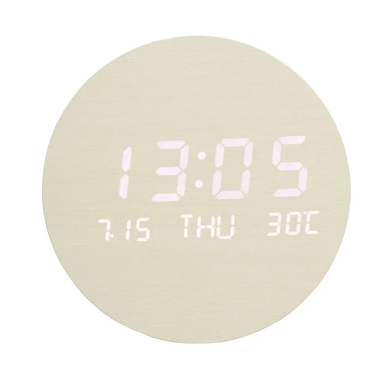 Natural Wood Alarm Clock with LED Screen