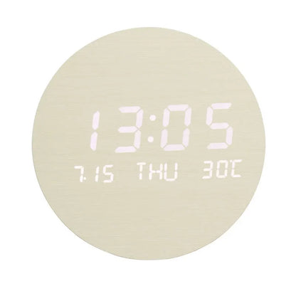 Natural Wood Alarm Clock with LED Screen