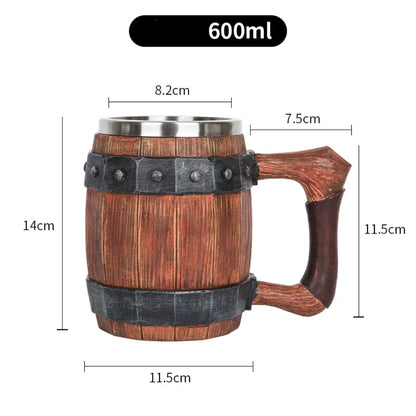 Traditional Viking Style Wood Coffee Mug