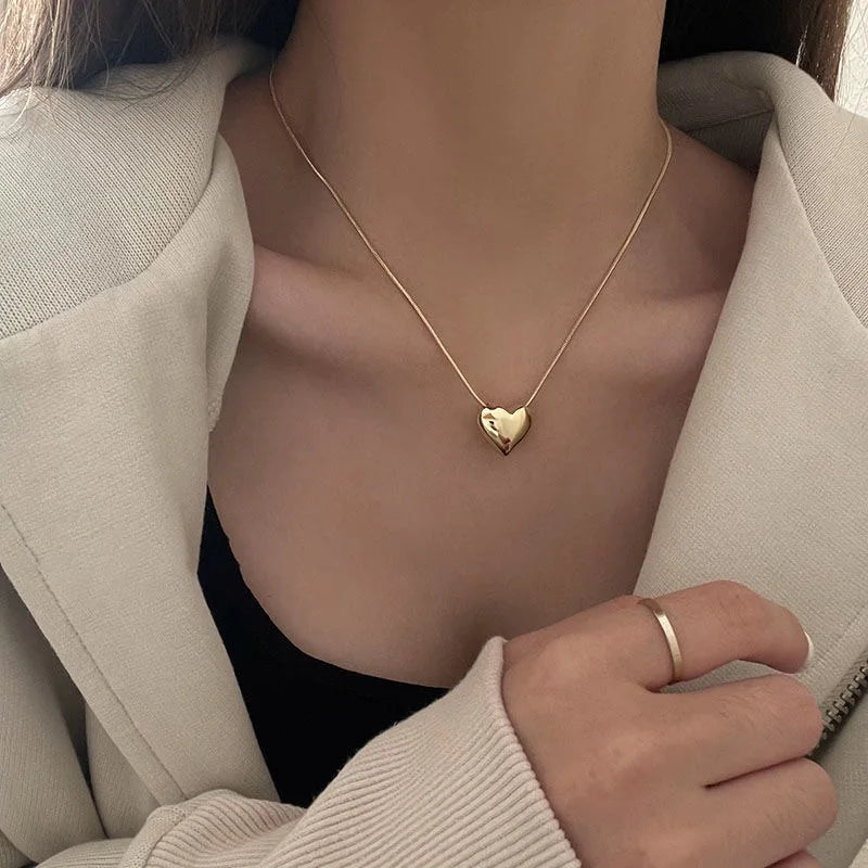 Trendy Heart Link Silver Chain Necklace