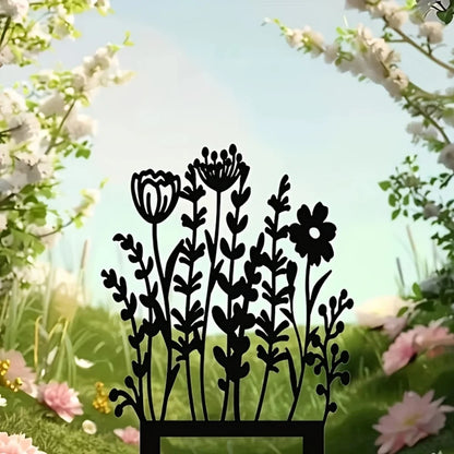 Rustic Metal Wildflower Garden Decor Stake