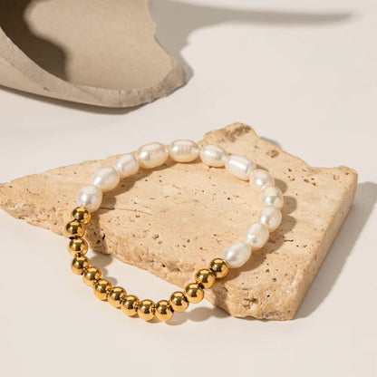 Elegant Golden Beaded Charm Bracelet