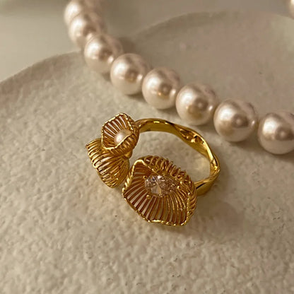 Elegant White Shell Cocktail Ring
