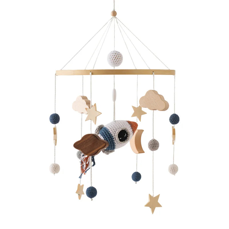 Soft Wood Baby Crib Mobile with Calming Music