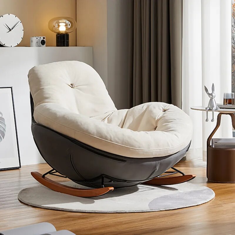 Comfortable Oak Reclining Rocker Chair - Luxicro