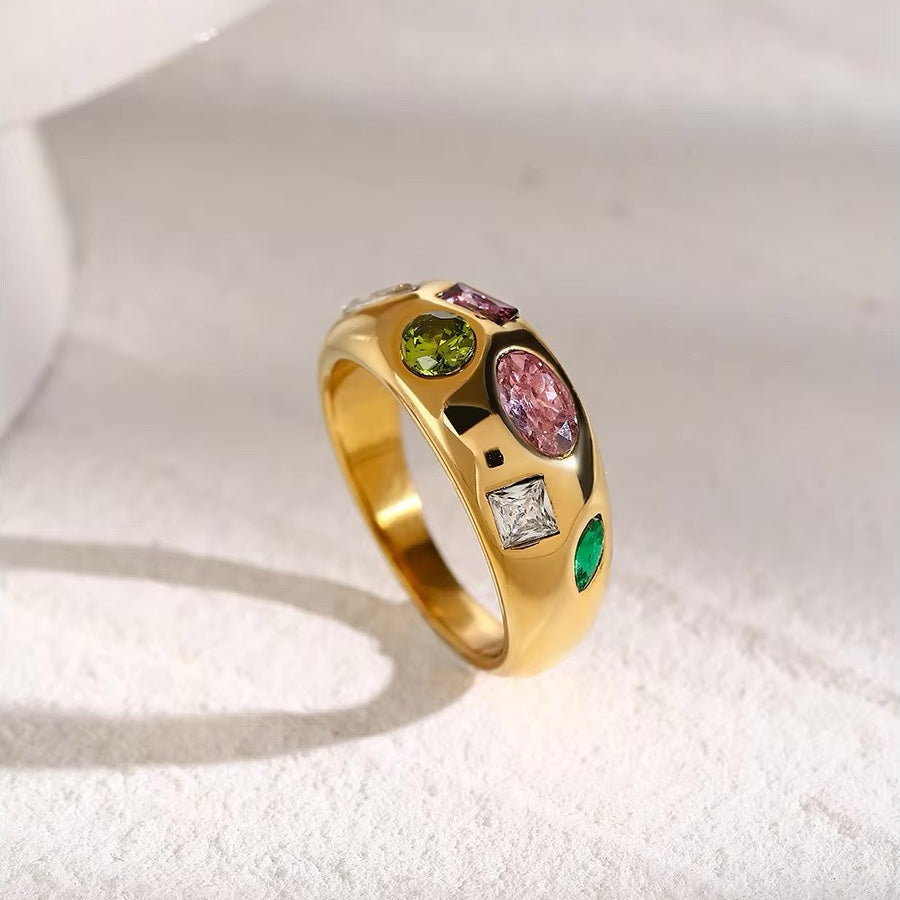 Fashionable Geometric Stone Ring