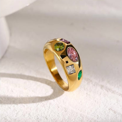 Fashionable Geometric Stone Ring