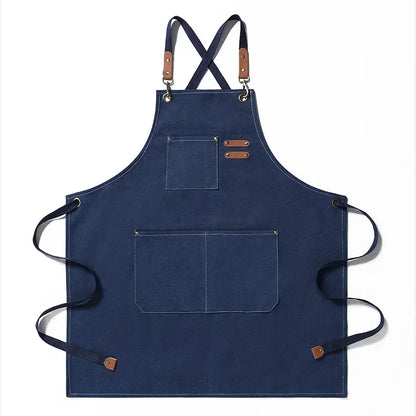 Durable Canvas Crossback Apron With Pockets For BBQ
