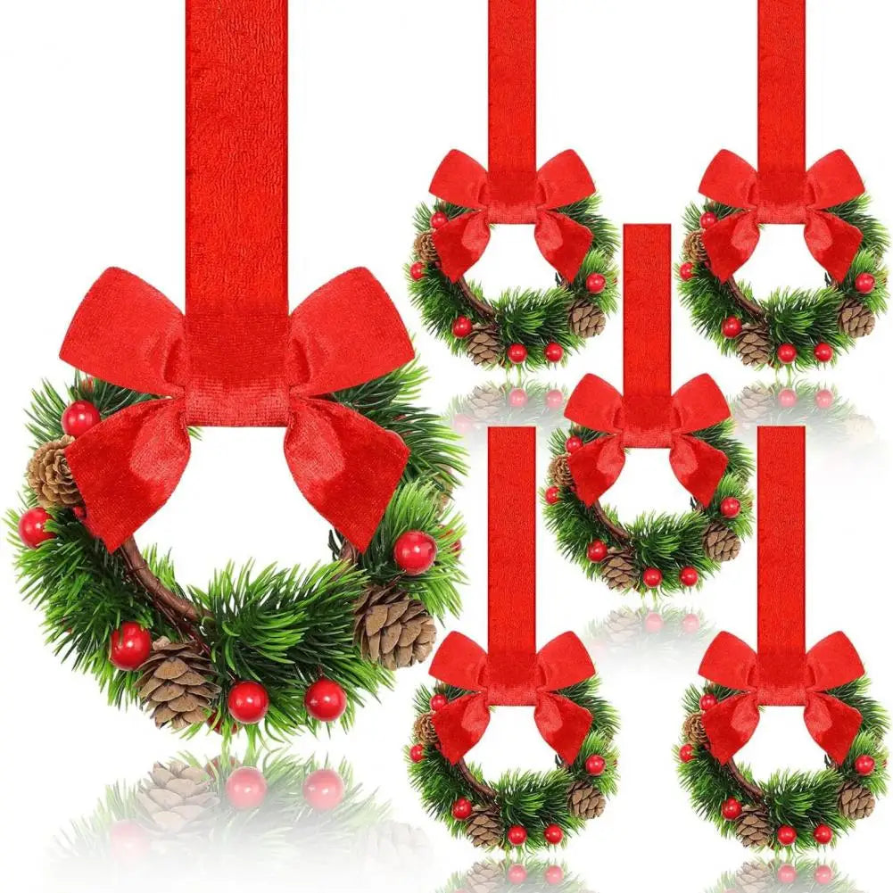 Small Christmas Wreath Set of 6 Artificial Holiday Decor