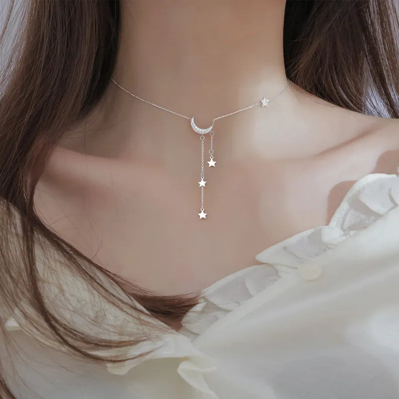 Shining Star and Moon Chain Necklace