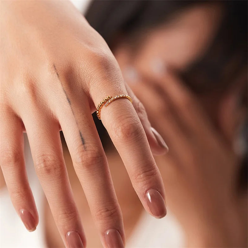 Premium 18k Stone Beaded Ring