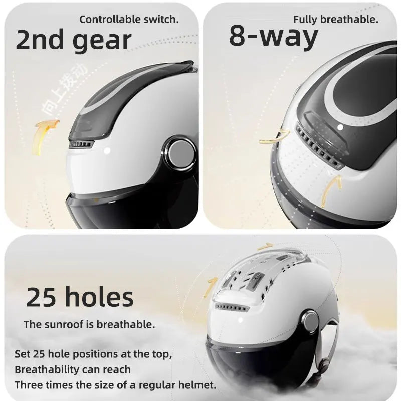 Lightweight Open Face Motorcycle Helmet with Dual Visor