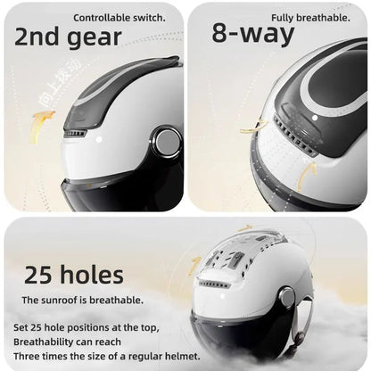 Lightweight Open Face Motorcycle Helmet with Dual Visor