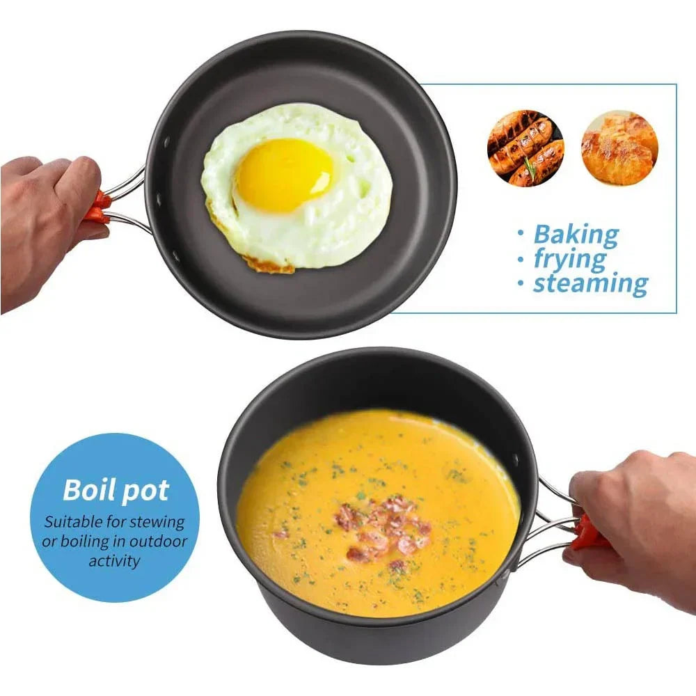 Compact Travel Cookware Set - Durable Easy Clean Camping Kit