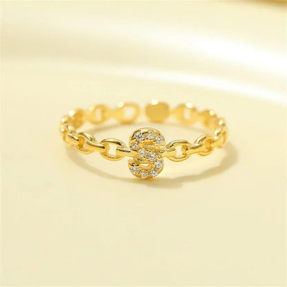 Elegant Initial Diamond Letter Ring