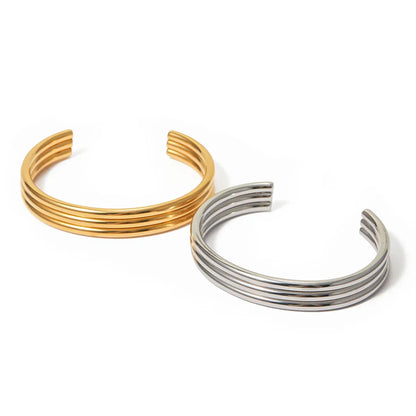 Luxury Triple RowGold Tone Cuff Bangle