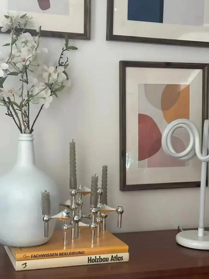 Sleek Metal Candle Holder - Contemporary Silver Stand