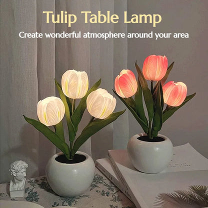 Warm LED Floral Table Lamp Soft Home Lighting - Luxicro