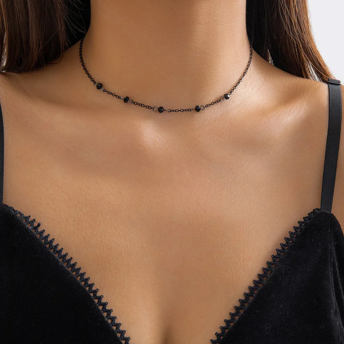 Dainty Silver Beaded Chain Necklace - Luxicro