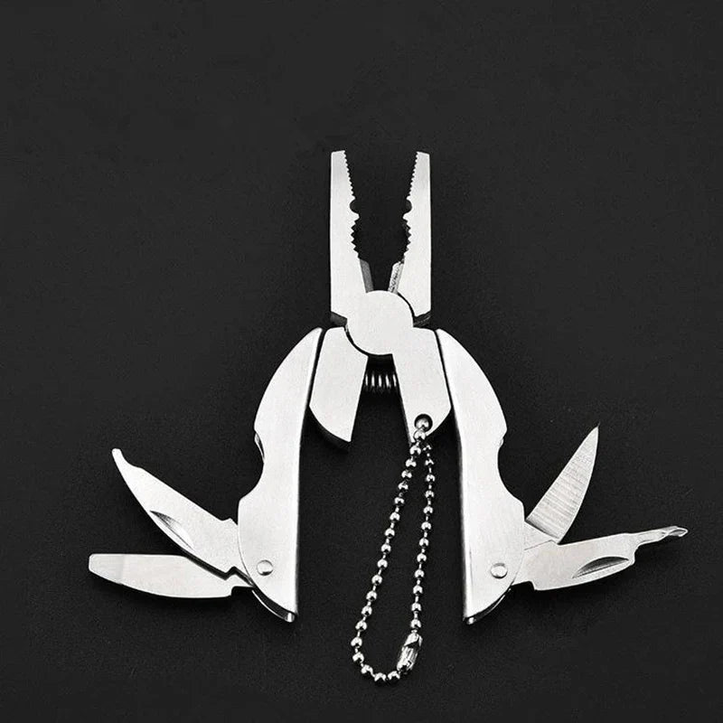 Portable Mini Tool with Pliers and Knife Keychain