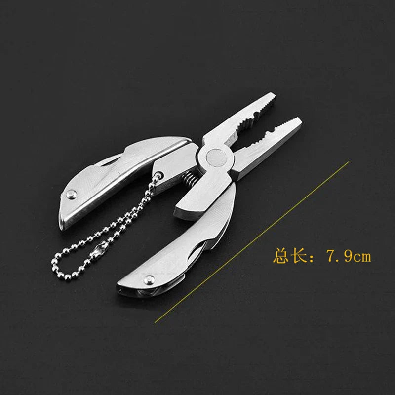 Portable Mini Tool with Pliers and Knife Keychain