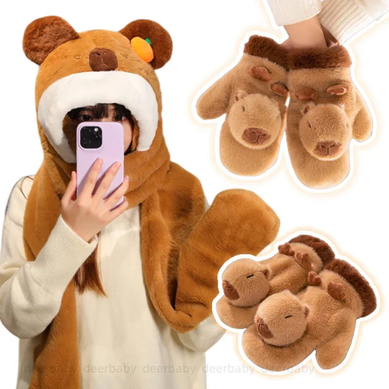 Cozy Cartoon Character Fleece Gloves