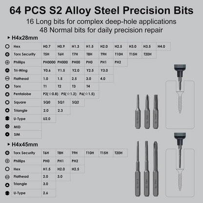 Portable Power Screwdriver Set with 64 Bits and LED