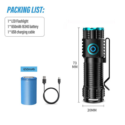 Compact Rechargeable LED Torch 1000 Lumens