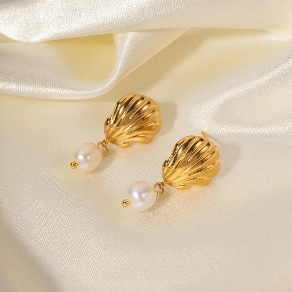 Beautiful White Fresh Pearl Drop Earrings
