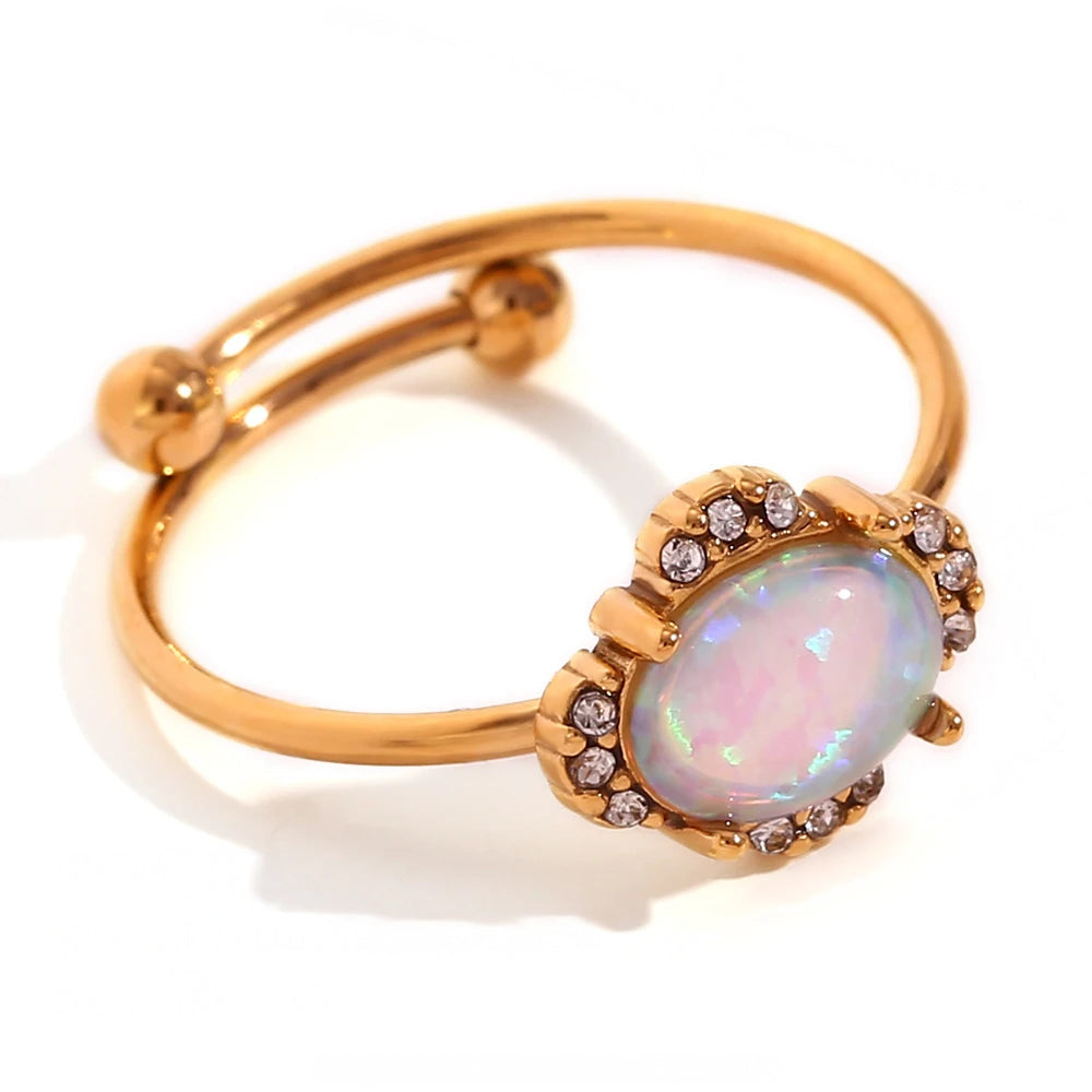 Shiny Gemstone Adjustable Fashion Rings - Luxicro